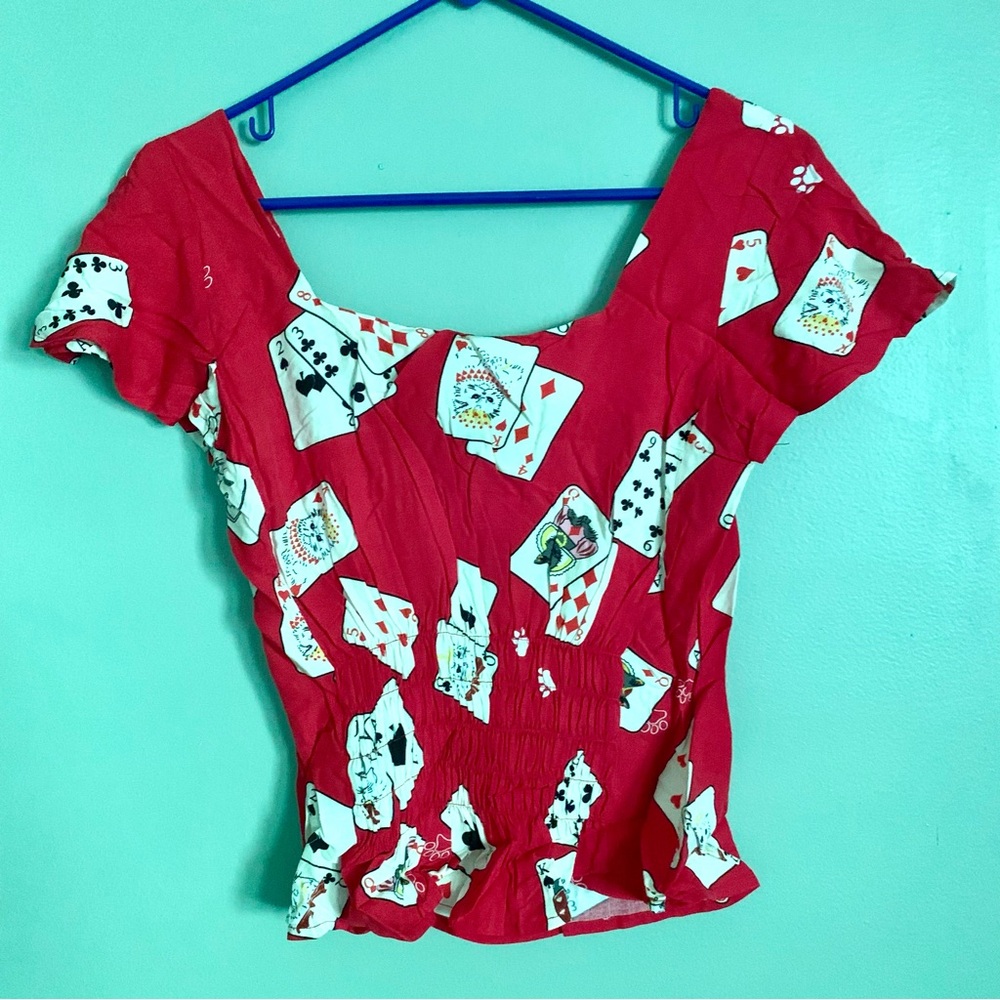 🎊  ModCloth X Collectif Dealing With The Cuteness Top Size UK 6 US Small - Picture 4 of 7